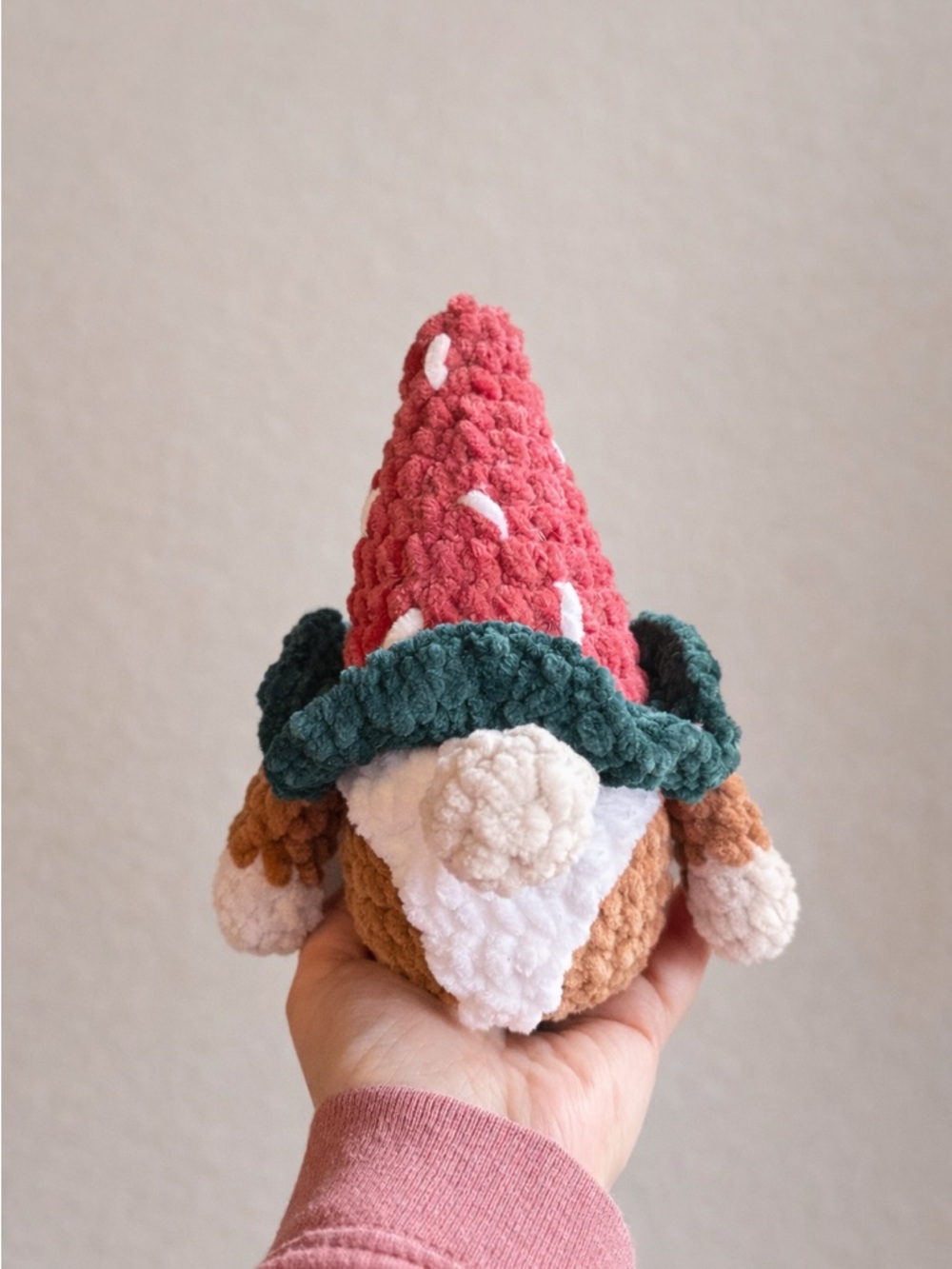 Handmade Crochet Strawberry Gnome Plush 5”